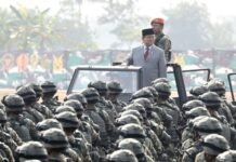 Menhan Prabowo Wakili Presiden Jokowi Tetapkan 2.497 Komcad TNI TA. 2023
