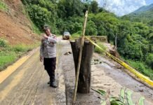Dampak Banjir, Jalan di Rimbo Pengadang Amblas